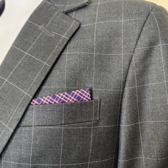 BOSS CLUB Wool Blend Mens Suit Set Jacket Pants Slim Fit Formal Wear 48 (Medium) - Picture 5 of 15